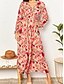 voordelige Onder 129,99 $-Jurkje Moeder van de Bruid Jurk Elegante Informele V-hals Vloerlengte Polyester Lange Mouw met Knopen Bruiloft Gasten Jurk