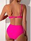 baratos Conjuntos de Bikini-Mulheres Roupa de Banho Biquíni 2 partes Slip roupa de banho Frente Única Delgado Férias Roupa de Praia Bloco de cor Decote V Sem Manga Fatos de banho