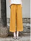 abordables Pantalón liso de lino y algodón-Mujer Pantalones cortos de lino y algodón Pantalones inspirados en el lino Pantalones de lino y algodón Moda Ropa de calle Básico Hasta el Tobillo Media cintura Plano Bolsillo Correa Comodidad Al