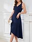 preiswerte Brautjungfernkleider-A-Linie Brautjungfernkleid V-Ausschnitt ärmellos Elegant asymmetrischer Stretch-Stoff mit Rüschen