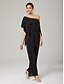 voordelige Mama&amp;#39;s jumpsuits-Jumpsuits Bruiloft Gast Elegante Formele Vloerlengte Korte Mouw Off Schouder Herfst Bruiloft Gast Chiffon met Rimpels