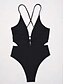 billiga One-piece-baddräkter-Dam Badkläder En bit Monokini Baddräkt Öppen rygg Magkontroll Hög midja Smal Semester Standkläder Ensfärgat V-hals Ärmlös Baddräkter