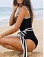 billiga One-piece-baddräkter-Dam Badkläder En bit Monokini Baddräkt Öppen rygg Magkontroll Hög midja Smal Semester Standkläder Ensfärgat Rund Ärmlös Baddräkter