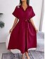 preiswerte Einfaches Kleid-Damen Midi Kleid Wickelkleid A-Linie Kleid Geburtstag Freizeit Urlaub Party Geburtstag reguläre Passform Grafik Kurzarm Hemdkragen Wein Armee Grün Hellblau Sommer