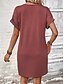 voordelige Casual zwarte jurk-Dames Mini-jurk Zwarte jurk Gebreide jurk Casual jurk Basic Casual Vakantie Dagelijks Normale pasvorm Effen Korte mouw V-hals Grijs-Groen Zwart Blozend Roze Wijn Zomer Lente