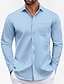 preiswerte Freizeitanzüge-Herren Klassisches Freizeit Hemd Heimkehr Standard Passform Langarm Revers Unifarbe Polyester Schwarz Himmelblau Grau 2025