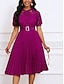 billige Simpel kjole-Dame Maxi Kjole A-linje Kjole Ensfarvet Fit And Flare Kjole Elegant Formelt Formelt Bryllup Gæst Cocktail Party Regulær Pasform Grafisk Kort Ærme Rund Hals Blush Pink Sort Hvid Pink Sommer