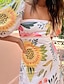 cheap Boho Dress-Women&#039;s Long Dress Maxi Dress Casual Dress Summer Dress Boho Dress Fashion Lantern Sleeve Outdoor Holiday Date Regular Fit Geometric Short Sleeve Off Shoulder Blue Orange Summer Spring