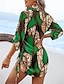 abordables Robes de vacances-Femme Mini robe Sexy Robe Robe élégante Elégant Standard Léopard Géométrique manche longue Col V Jaune Rouge Bleu Vert Automne