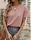 abordables Hauts Unis pour Femmes-Femme Chemisier Couleur unie mode Décontractées Manche Courte Col V Hauts réguliers Travail du quotidien Vacances Rose Claire Bleu Vert Beige Eté Printemps