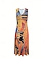 abordables Ensembles de robes-Femme Robe mi-longue Robe casual Robe Ensemble Robe Évasée Robe Trapèze mode Décontractées Vacances du quotidien Standard Graphic Demi Manches Col V Rose Claire Bleu Fuchsia Orange Eté