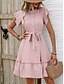 abordables Vestido Sencillo-Mujer Mini vestido Vestido de Camisa Vestido informal Vestido de una línea Elegante Casual Vacaciones Diario Ajuste regular A Lunares Manga Corta Escote en Pico Magenta Rosa Azul Marino Azul Piscina