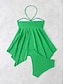 baratos Swimdresses-Mulheres Roupa de Banho Biquíni 2 partes Cavado roupa de banho Frente Única Delgado Férias Roupa de Praia Tecido Halter pescoço Sem Manga Fatos de banho
