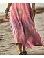 tanie Sukienki boho-Damskie Sukienka maxi Codzienne sukienki Sukienka A line Elegancki Codzienny Urlop Codzienny Regularny Kwiaty Krótki rękaw W serek Jasnoróżowy Jasnofioletowy Fioletowy Beżowy Wiosna Jesień