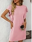 preiswerte T Shirt-Kleider-Damen Minikleid Casual kleid Minikleid A Linie Kleid Basic Geburtstag Urlaub Arbeit Casual Lockere Passform Streifen Gingan Kurzarm Rundhalsausschnitt Rosa Himmelblau Grün Khaki Sommer Frühling