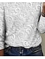 billige Plain tee-Dame T-shirt Lang Ærme Rund Hals Lang Ærme Tunika 3D Print Blomster Elegant Vintage Regulære Toppe Dagligt Gå ud Weekend Print Perle Forår