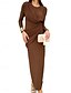 billige Under $129,99-Kjole Mor til bruden Kjole Elegant Uformell Skjorte Krage Gulvlengde Polyester Langt Erme med Sidehold