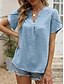 abordables Hauts Unis pour Femmes-Femme Chemisier Couleur unie mode Décontractées Manche Courte Col V Hauts réguliers Travail du quotidien Vacances Rose Claire Bleu Vert Beige Eté Printemps