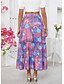 billiga Grafiska kjolar-Dam Lång kjol Böhmen Boho Lång längd Maxi Hög midja Kjolar Grafisk Färgblock Lappverk Mönster Microelastisk Helgdag Strand Blå Sommar Polyester