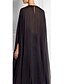abordables NOIR-Robe de soirée fourreau Empire formelle avec traîne balayante  traîne brosse à manches longues col bateau pour automne invitée de mariage en chiffon avec plis pour impressionner