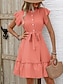 abordables Vestido Sencillo-Mujer Mini vestido Vestido de Camisa Vestido informal Vestido de una línea Elegante Casual Vacaciones Diario Ajuste regular A Lunares Manga Corta Escote en Pico Magenta Rosa Azul Marino Azul Piscina