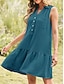 preiswerte Kleider für die Arbeit-Damen Minikleid Casual kleid Tank-Top Kleid Basic Brautkleider schlicht Urlaub Täglich Regular Fit Glatt Ärmellos Gekerbter Hals Schwarz Rosa Marineblau Grün Sommer