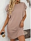 preiswerte T Shirt-Kleider-Damen Minikleid Casual kleid Minikleid A Linie Kleid Basic Geburtstag Urlaub Arbeit Casual Lockere Passform Streifen Gingan Kurzarm Rundhalsausschnitt Rosa Himmelblau Grün Khaki Sommer Frühling