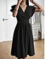 preiswerte Einfaches Kleid-Damen Midi Kleid Korsett Kleid T-Shirt Kleid Tee Kleid Einfarbig A-Linien Kleid Lässig Urlaub Alltag Reguläre Passform Grafik Kurzarm V-Ausschnitt Schwarz Wein Blau Grün Sommer
