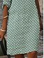 preiswerte bedruckte Kleider aus Baumwolle und Leinen-Damen Minikleid Baumwoll-Leinen-Kleider Freizeitkleid Elegant Basic Lässig Urlaub Täglich Normale Passform Geometrisch Kurzarm V Ausschnitt Gelb Blau Grün Grau Sommer Frühling