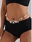 economico Cintura da donna-catena da spiaggia da donna – gioielli per il corpo con ciondolo a forma di stella marina e conchiglia in oro con accenti di perle per l&#039;estate, le vacanze e come accessorio da bagno