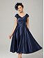 baratos Comprimento do chão-Vestido Mãe da Noiva A-Line Vestido Elegante Decote em V Comprimento Chá Charmeuse Sem Mangas com Ruching