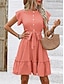 abordables Vestido Sencillo-Mujer Mini vestido Vestido de Camisa Vestido informal Vestido de una línea Elegante Casual Vacaciones Diario Ajuste regular A Lunares Manga Corta Escote en Pico Magenta Rosa Azul Marino Azul Piscina