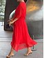 abordables Robe noire décontractée-Femme Robe mi-longue robe noire Robe casual Robe Trapèze basique Décontractées Vacances du quotidien Standard Plein Manches 3/4 Col V Noir Blanche Rouge Orange Eté Printemps