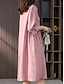 economico Vestito Semplice-Per donna Vestito longuette Abito casual Abito in cotone e lino Abito linea A Essenziale Informale Da mare Giornaliero Standard Liscio Manica a 3/4 Colletto Rosa Verde Estate Primavera Autunno