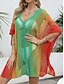 cheap Beach Dresses-Women&#039;s Swimsuits Cover Up Swim Dress Swimsuit Cut Out Vacation Beach Wear Ombre V Neck Long Sleeve Bathing Suits