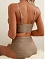 preiswerte Bikini-Sets-Frauen Badeanzüge Bikini 2-Teilig Slips Badeanzug Rückfrei Schlank Hohe Taille Urlaub Strandmode Einfarbig V-Ausschnitt Ärmellos Bademode