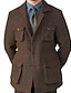 billige Blazer og Jakke-Herre Tweed Blazer Halskrave Retro / vintage Fiskeben Blazer Navyblå Brun Mørkegrå Standard pasform Enkeltradede tre-knapper