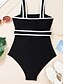 billiga One-piece-baddräkter-Dam Badkläder En bit Monokini Baddräkt Öppen rygg Magkontroll Hög midja Smal Semester Standkläder Ensfärgat Rund Ärmlös Baddräkter