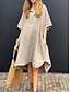 economico Vestiti-Per donna Abito Midi Abiti in cotone e lino Vestito Casual Essenziale Casual Vacanza Quotidiano Vestibilità comoda Semplice Mezza Manica Colletto a Camicia Giallo Rosa Blu Cachi Estate Primavera