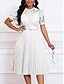 billige Simpel kjole-Dame Maxi Kjole A-linje Kjole Ensfarvet Fit And Flare Kjole Elegant Formelt Formelt Bryllup Gæst Cocktail Party Regulær Pasform Grafisk Kort Ærme Rund Hals Blush Pink Sort Hvid Pink Sommer