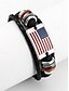 preiswerte Herrenschmuck-Lederarmband für Herren mit amerikanischer Flagge – stilvolles geflochtenes Armband mit Metall- und Holzakzenten für lässige und patriotische Anlässe