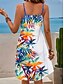 voordelige Hawaiiaanse jurken-Vrouwen Mini Jurk Casual Jurk Petite Jurk Zomerjurk Casual Vakantie Dagelijks Feest Regular Fit Blad Mouwloos V Hals Blauw Zomer