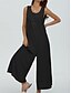 billige uformelle jumpsuits-Dame Normal Kjeledresser Aktiv Helfarge Ermeløs U-hals Knapper Lomme Feriereise Daglig Normal Svart Navyblå Blå Sommer
