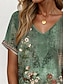 tanie T-shirt boho-Św. Patryk Damskie Podkoszulek Ombre Kwiaty Graficzny Elegancja Zabytkowe Codzienny Krótki rękaw W serek Zwykłe topy Codzienny Weekend Ubrania wakacyjne Nadruk Szałwiowy Lato