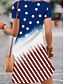 economico Abiti Giorno dell’Indipendenza-Festa dell'Indipendenza Abito Mini Patriottico da Donna Abito Casual Elegante Casual Giornaliero Vestibilità Regolare Bandiera Rosso Bianco e Blu Maniche Corte Collo Girotondo Blu Estate