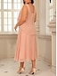 baratos Comprimento do chá-Vestido em A Mãe da Noiva Dois Peças Vestido Elegante Vintage Decote de Jóia Comprimento Tea Chiffon Manga 3/4 com Apliques de Lantejoulas
