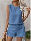 cheap Sets-Women's Linen-feel Set Linen-Inspired Sets Two Piece Sets Baggy Shorts Sleeveless Crew Neck Plain Fashion Daily Casual Daily Black Royal Blue Orange Summer Regular Fit