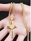 abordables Joyas para hombres-Collar de cruz de acero inoxidable chapado en oro para hombre con piedras preciosas multicolores: colgante religioso, cadena elegante para uso diario, regalos para ocasiones religiosas