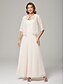billiga Med jacka-Två Delar Brudens Mor Klänning Bröllopsgäst Elegant Fest Fyrkantig Halsringning Ankel Längd Chiffon Spets 3/4 Längd Ärmar med Plisseringar Enfärgad