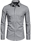 preiswerte Freizeitanzüge-Herren Klassisches Freizeit Hemd Heimkehr Standard Passform Langarm Revers Unifarbe Polyester Schwarz Himmelblau Grau 2025